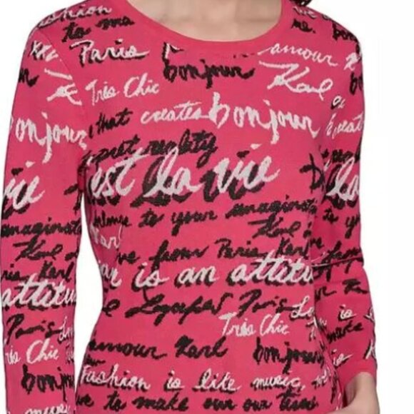 Karl Lagerfeld Pink Script Sweatshirt - Picture 6 of 6